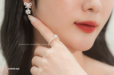  Nhẫn bạc Việt Nam đá chủ 5 li bốn chấu cạnh đá thanh mảnh sang nhẹ | Cáo Bạc 