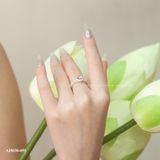  Nhẫn bạc ta ổ đá bốn chấu viền đá tròn xoáy cạnh hai hàng đá 