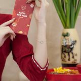  Lắc tay bạc ta tròn rỗng ba đá nhỏ 