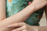  Lắc tay bạc Việt Nam hoa năm cánh đá cạnh lá đá mini dây xích mảnh | Cáo Bạc 