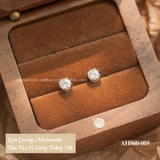  Khuyên tai bạc ta xi vàng trắng đính Kim Cương Moissanite 4 li ổ đá bốn chấu (chiếc) 