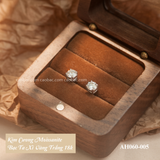  Khuyên tai bạc ta xi vàng trắng đính Kim Cương Moissanite 4 li ổ đá bốn chấu (chiếc) 