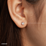  Khuyên tai bạc ta xi vàng trắng đính Kim Cương Moissanite 4 li ổ đá bốn chấu (chiếc) 