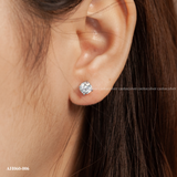  Khuyên tai bạc Việt Nam xi vàng trắng đính Kim Cương Moissanite 5 li ổ đá bốn chấu ( chiếc) tối giản | Cáo Bạc 