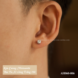  Khuyên tai bạc Việt Nam xi vàng trắng đính Kim Cương Moissanite 5 li ổ đá bốn chấu ( chiếc) tối giản | Cáo Bạc 
