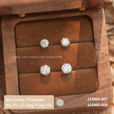 Khuyên tai bạc ta xi vàng trắng đính Kim Cương Moissanite 5 li ổ đá sáu chấu (chiếc) 