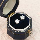  Khuyên tai bạc Việt Nam xi vàng trắng đính Kim Cương Moissanite 4 li ổ đá sáu chấu ( chiếc ) cổ điển | Cáo Bạc 