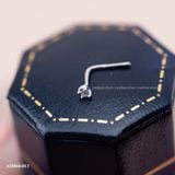  Khuyên mũi bạc ta xi vàng trắng đính Kim Cương Moissanite 2li chân L 
