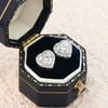 Khuyên tai bạc Việt Nam xi vàng trắng đính Kim Cương Moissanite 5 li ổ đá tim viền đá ngọt ngào | Cáo Bạc