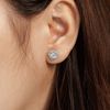 Khuyên tai bạc Việt Nam ổ đá tim 5 li đính Kim Cương Moissanite | Cáo Bạc