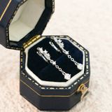  Khuyên tai bạc Việt Nam xi vàng trắng đính full Kim Cương Moissanite tròn móc đá rơi sang trọng | Cáo Bạc 