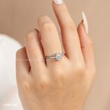  Nhẫn bạc ta xi vàng trắng đính Kim Cương Moissanite 6 li Elise 