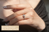  Nhẫn bạc ta xi vàng trắng đính Kim Cương Moissanite 6 li Elise 