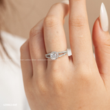  Nhẫn bạc Việt Nam xi vàng trắng đính Kim Cương Moissanite 4 li Charlotte | Cáo Bạc 