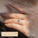  Nhẫn bạc Việt Nam xi vàng trắng đính Kim Cương Moissanite 4 li Charlotte | Cáo Bạc 