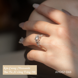  Nhẫn bạc Việt Nam xi vàng trắng đính Kim Cương Moissanite 7 li Star Heart | Cáo Bạc 