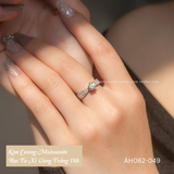  Nhẫn bạc ta xi vàng trắng đính Kim Cương Moissanite 5,5 li Paramore 