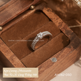  Nhẫn bạc ta xi vàng trắng đính Kim Cương Moissanite 4 li Gracey 