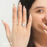  Nhẫn bạc Việt Nam xi vàng trắng đính Kim Cương Moissanite 5,5 li Lotus | Cáo Bạc 