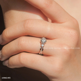  Nhẫn bạc Việt Nam xi vàng trắng đính Kim Cương Moissanite 6 li Twinkle | Cáo Bạc 
