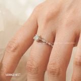  Nhẫn bạc Việt Nam xi vàng trắng đính Kim Cương Moissanite 5 li cạnh lá bốn chấu | Cáo Bạc 