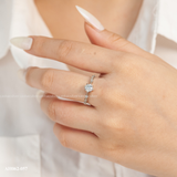  Nhẫn bạc Việt Nam xi vàng trắng đính Kim Cương Moissanite 5 li cạnh lá bốn chấu | Cáo Bạc 