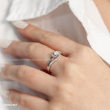  Nhẫn bạc ta xi vàng trắng đính Kim Cương Moissanite 4 li ổ đá bốn chấu cạnh xoắn 