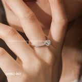  Nhẫn bạc ta xi vàng trắng đính Kim Cương Moissanite 4 li ổ đá bốn chấu cạnh xoắn 