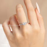  Nhẫn bạc Việt Nam xi vàng trắng đính Kim Cương Moissanite 6 li ổ sáu chấu cạnh cao bốn đá | Cáo Bạc 