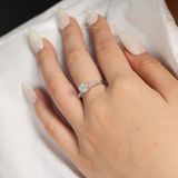  Nhẫn bạc Việt Nam xi vàng trắng đính Kim Cương Moissanite 6 li sáu chấu viền bi | Cáo Bạc 