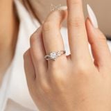  Nhẫn bạc Việt Nam xi vàng trắng đính kim cương Moissanite 6 li vương miện bốn chấu sang trọng | Cáo Bạc 