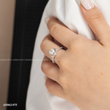  Nhẫn bạc ta xi vàng trắng đính Kim Cương Moissanite 8 il ổ đá cạnh V đá nhỏ 