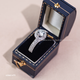  Nhẫn bạc ta xi vàng trắng đính Kim Cương Moissanite 8 il ổ đá cạnh V đá nhỏ 