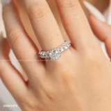  Nhẫn bạc Việt Nam xi vàng trắng đính Kim Cương Moissanite 9 li sáu chấu cạnh đá to | Cáo Bạc 