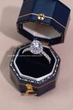  Nhẫn bạc ta xi vàng trắng đính Kim Cương Moissanite 4 li ổ đá cao viền đá tròn cạnh đá 