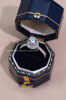 Nhẫn bạc ta xi vàng trắng đính Kim Cương Moissanite 4 li ổ đá cao viền đá tròn cạnh đá