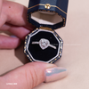Nhẫn bạc ta xi vàng trắng đính Kim Cương Moissanite ổ đá tim 5 li viền đá
