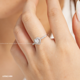  Nhẫn bạc ta xi vàng trắng đính Kim Cương Moissanite ổ đá tim 5 li viền đá 