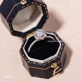  Nhẫn bạc Việt Nam xi vàng trắng ổ đá Kim Cương Moissanite đế hoa xếp lớp 