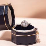  Nhẫn bạc Việt Nam xi vàng trắng ổ đá Kim Cương Moissanite đế hoa xếp lớp 