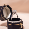 Nhẫn bạc Việt Nam xi vàng trắng ổ đá Kim Cương Moissanite đế hoa xếp lớp