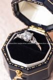  Nhẫn bạc Việt Nam xi vàng trắng đính kim cương Moissanite Trinity Spark 