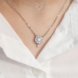  Dây chuyền bạc Việt Nam xi vàng trắng đính Kim Cương Moissanite 6 li Coco viền đá | Cáo Bạc 