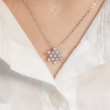  Dây chuyền bạc Việt Nam xi vàng trắng đính full Kim Cương Moissanite bông tuyết  | Cáo Bạc 