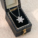  Dây chuyền bạc Việt Nam xi vàng trắng đính full Kim Cương Moissanite bông tuyết  | Cáo Bạc 