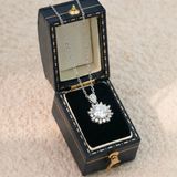  Dây chuyền bạc Việt Nam xi vàng trắng đính Kim Cương Moissanite 8 li bông tuyết đá giọt lệ | Cáo Bạc 