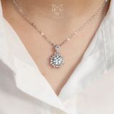  Dây chuyền bạc Việt Nam xi vàng trắng đính Kim Cương Moissanite 8 li bông tuyết đá giọt lệ | Cáo Bạc 