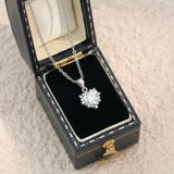  Dây chuyền bạc Việt Nam xi vàng trắng đính Kim Cương Moissanite tim 6 li Lion Heart | Cáo Bạc 
