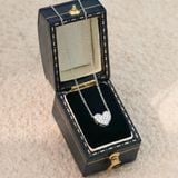  Dây chuyền bạc Việt Nam xi vàng trắng đính full Kim Cương  Moissanite 6 li tim viền bi đính full | Cáo Bạc 