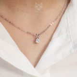  Dây chuyền bạc Việt Nam xi vàng trắng ổ đá bốn chấu móc chữ V đính Kim Cương Moissanite 5 li | Cáo Bạc 